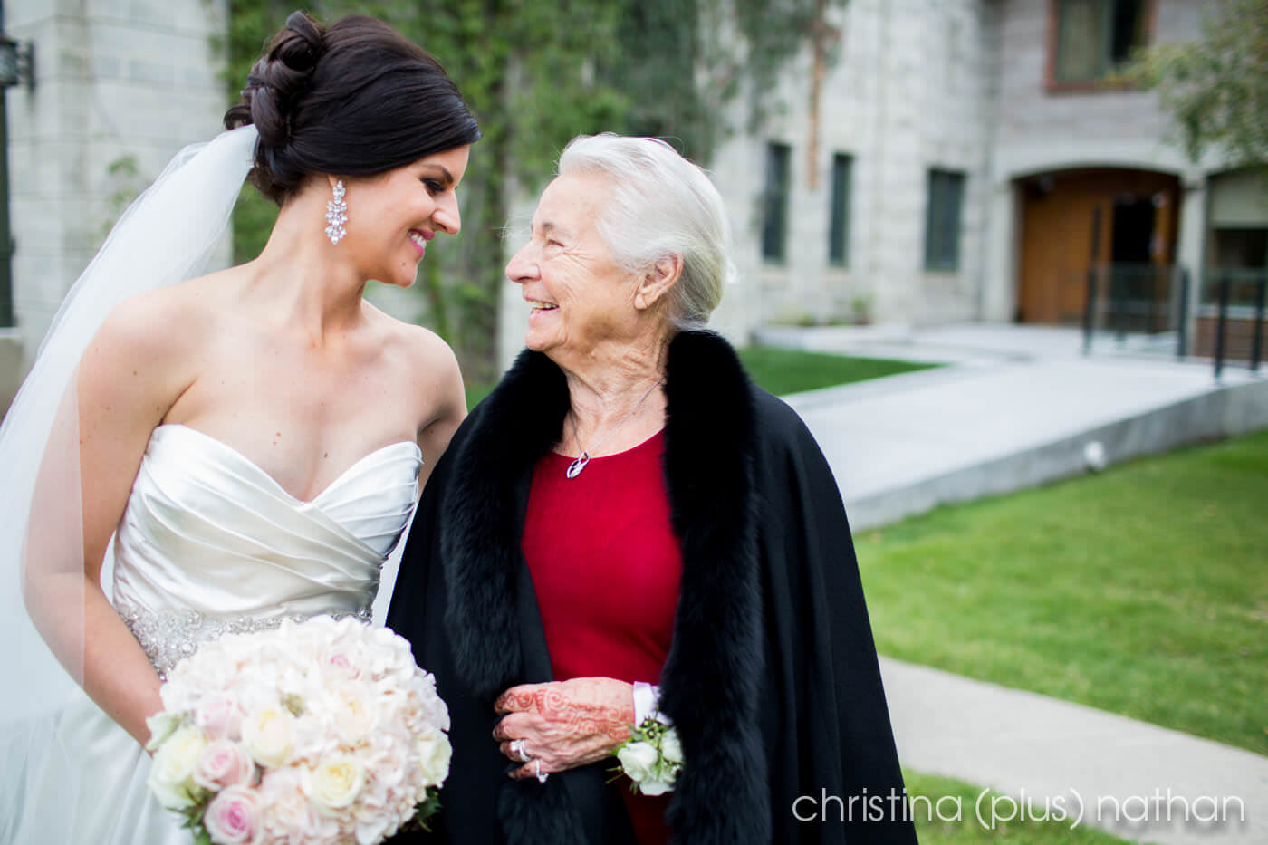 Bride with her grandma at wedding