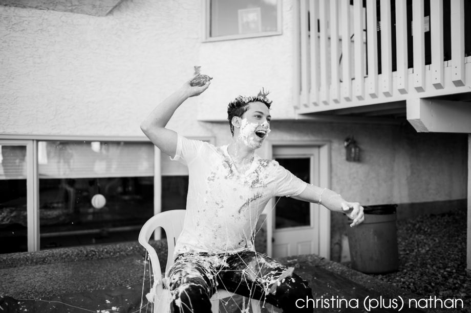 Groom at Sangeet throwing balloon
