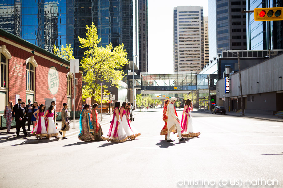 Downtown Calgary wedding party