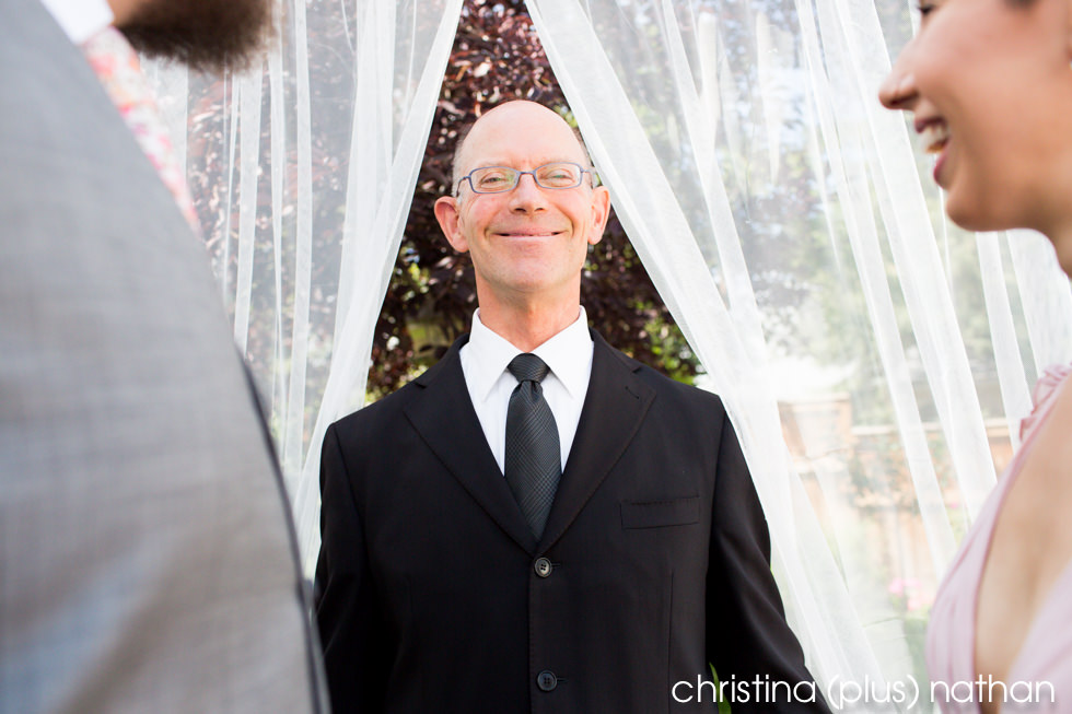 Calgary wedding officiant in backyard wedding