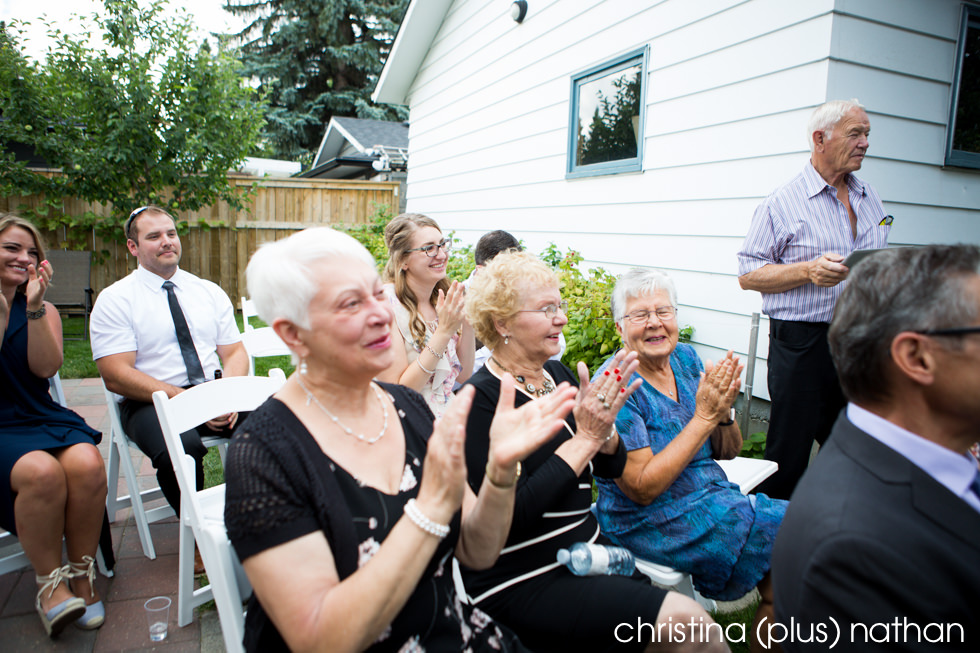 Family celebrates after the wedding ceremony completes