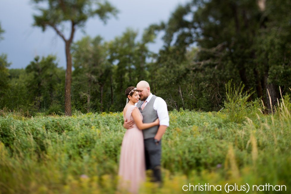 Wedding photography with a pink dress in Fishcreek Provincial park 