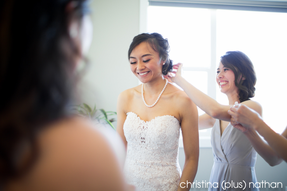 Bride gets ready for her spring Lake House wedding