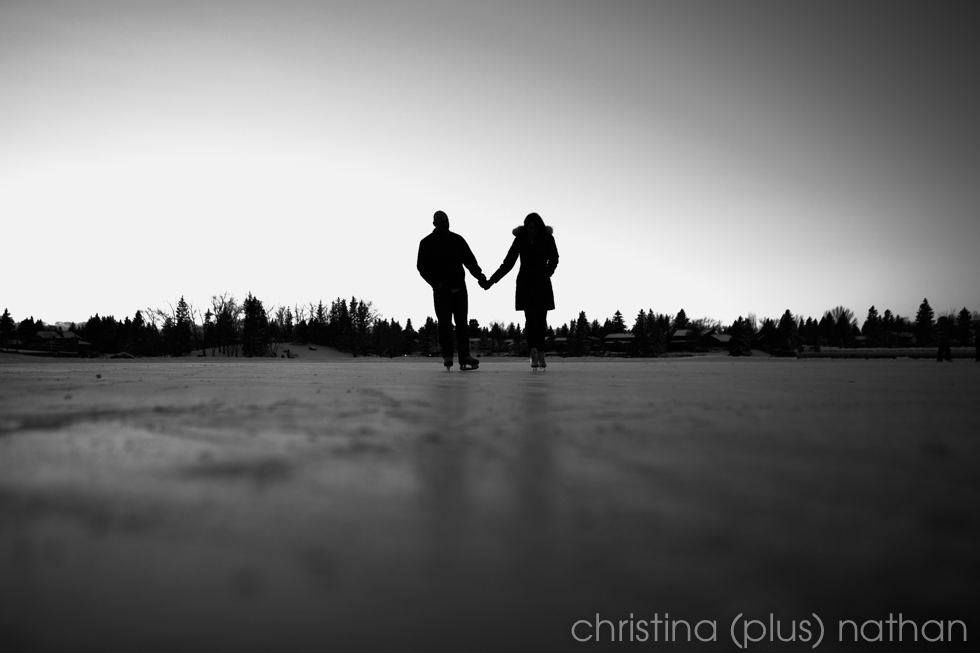 Lake Bonavista winter engagement session photographed by Calgary wedding photographers christina (plus) nathan photography